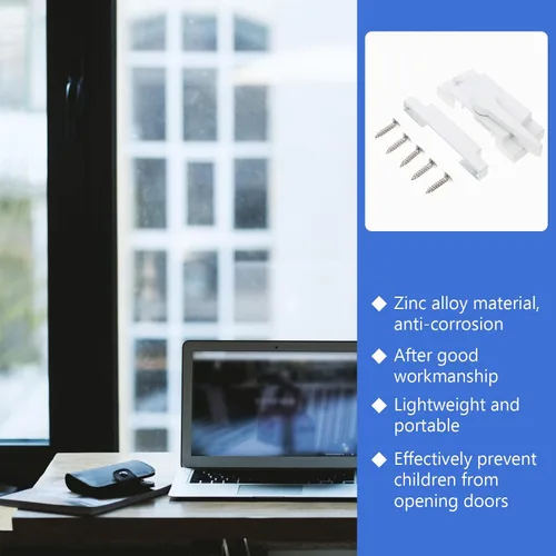 Vista 4 de COLLBATH 2 Sets White Zinc Alloy Cam Sash Locks Sliding Window Security Latches Right-Handed with Base for Home Anti-Theft Window Hardware