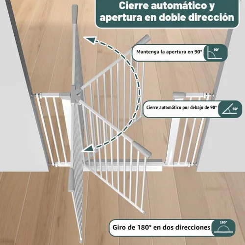 Vista 4 de Puerta para gatos extra alta para puertas, puerta de mascotas montada a presión para gatos y perros, puerta de bebé de 51.18 pulgadas de alto