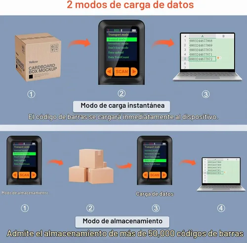 Vista 7 de Mini escáner de código de barras KUIIYER, lector de código de barras inalámbrico Bluetooth QR 1D 2D