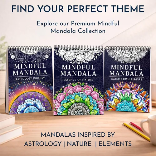 Vista 8 de Libro de colorear mandala RYVE para adultos - 50 mandalas únicas para relajación y alivio del estrés - Libro de colorear para adultos en espiral