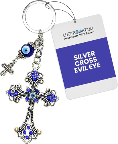 Vista 10 de LUCKBOOSTIUM Evil Eye Keychain & Protection, Evil Eye Car Hanging Ornament, Rear View Mirror Accessories, Home Decor Campanas en cadena Piscis