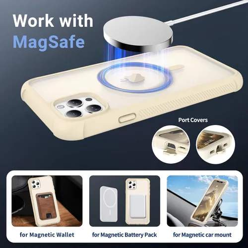 Vista 4 de jaroco - Funda magnética compatible con MagSafe para iPhone 11 de 6.1 pulgadas; protección de grado militar contra caídas, de doble capa