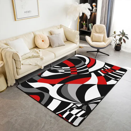 Vista 44 de Alfombra de área en espiral colorida de 3 x 5 pies, abstracta y moderna geométrica, decoración de remolinos, antideslizante, para hombres, mujeres