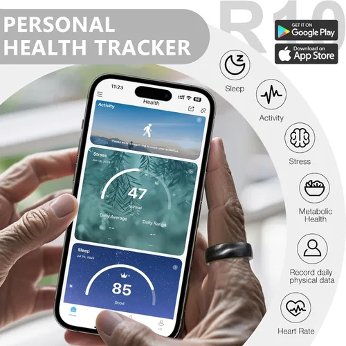 Vista 3 de Smart Health Ring - Rastreador de salud del sueño para mujeres y hombres con frecuencia cardíaca, oxígeno en sangre, monitor de sueño, pasos