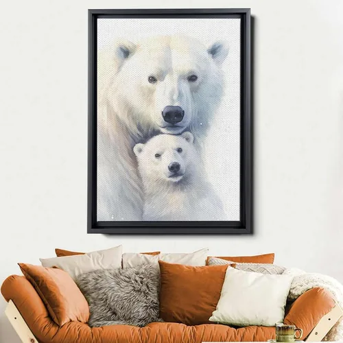 Vista 6 de Fox Mother Cub Print, In The Style Of Stencil-Based, Ivory, Kids Wall Art, Kids Wall Art Display, Mom And Baby Animal Art Print
