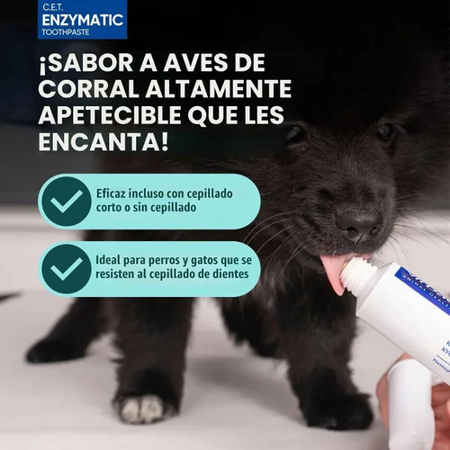Vista 4 de Virbac C.E.T. Kit de higiene bucal para gatos y perros Juego de 3 piezas con cepillo de dientes de doble extremo, cepillo de dedos y sabor a aves
