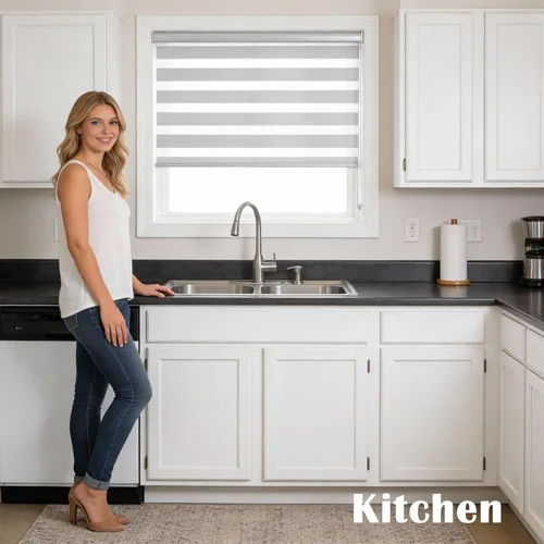 Vista 13 de Persianas Cebra para Ventanas, Persianas Cebra de Parada Libre, Persianas Translúcidas de Doble Capa con Filtrado de Luz para Ventanas Interiores