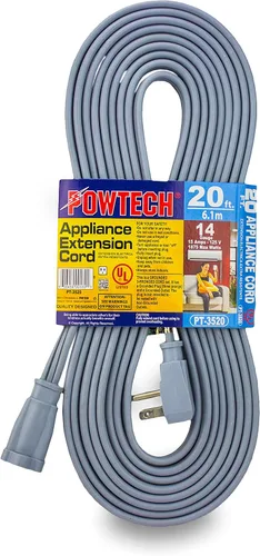 Vista 2 de Aire acondicionado resistente de 3 pies y cable de extensión para electrodomésticos principales, certificado UL, calibre 14, 125 V, 15 amperios