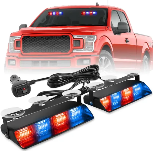Vista 17 de HLauto 2002L Luces estroboscópicas de emergencia para salpicadero: luces de seguridad ámbar, luces de advertencia intermitentes para parabrisas