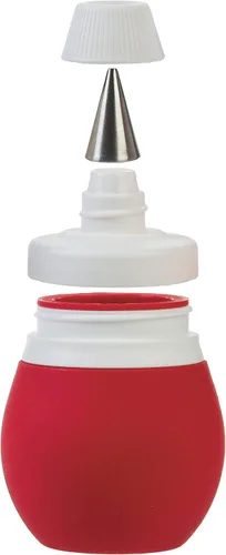 Vista 2 de PrepWorks Kit de decoración de bombillas de glaseado de 4 piezas con 3 puntas de tuberías, rojo, para pasteles, cupcakes y pasteles