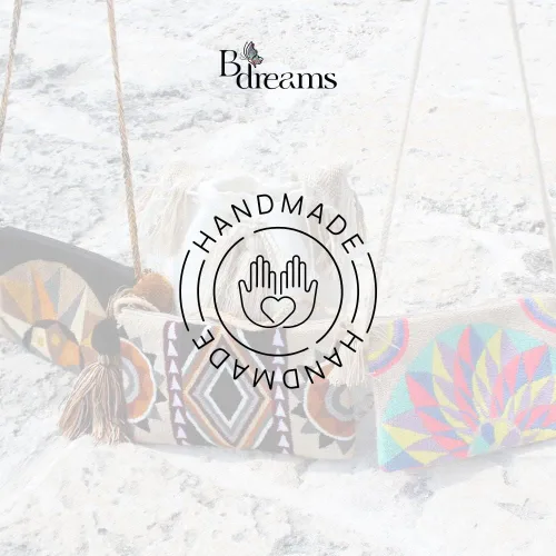 Vista 6 de B Dreams - Bolso de mano Wayuu cruzado -100% hecho a mano colombiana boho con correa
