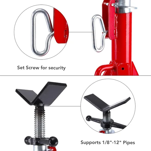 Vista 3 de PioneerWorks Soporte de tubo con cabeza en V, altura ajustable de 28-52 pulgadas, capacidad de carga de 2500 libras, capacidad de 1/8"-12", cuerpo