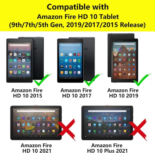 Vista 2 de Funda para tablet Amazon Fire HD 10 de 10.1 pulgadas (9ª/7ª generación, versión 2019/2017) – Funda de piel sintética con soporte para tarjeta