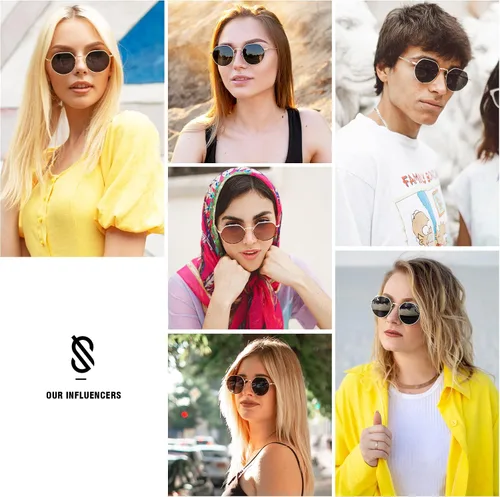 Vista 2 de SOJOS Lentes de sol polarizados de polígono redondos para mujeres y hombres, tonos retro clásicos vintage Hedy SJ1157