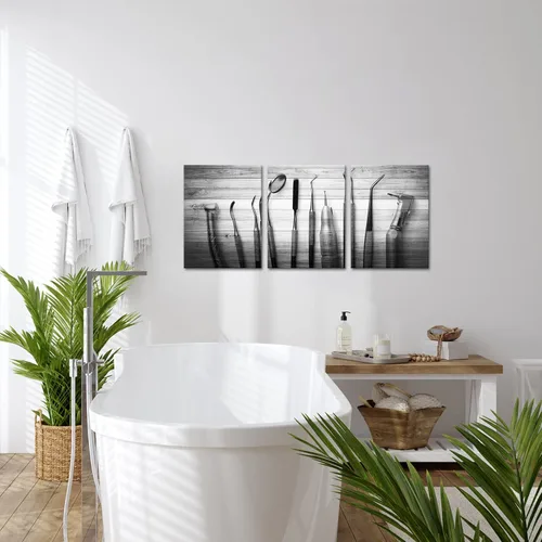 Vista 4 de RnnJoile Arte dental, herramientas de equipo dental, impresiones de lienzo para pared, oficina médica, odontología, decoración de pared, listo
