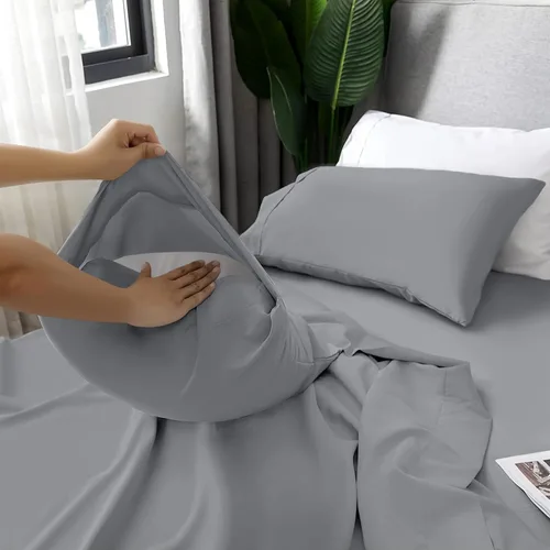 Vista 277 de LUX Décor - Juego de sábanas Twin de microfibra ultrasuave de 3 piezas con sábana encimera, sábana bajera de 16 pulgadas de profundidad y funda