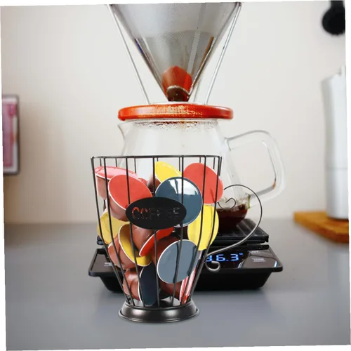 Vista 4 de Soporte para cápsulas de café, cesta de almacenamiento de barra de café, cesta de hierro para frutas, soporte para exhibición de cápsulas de café
