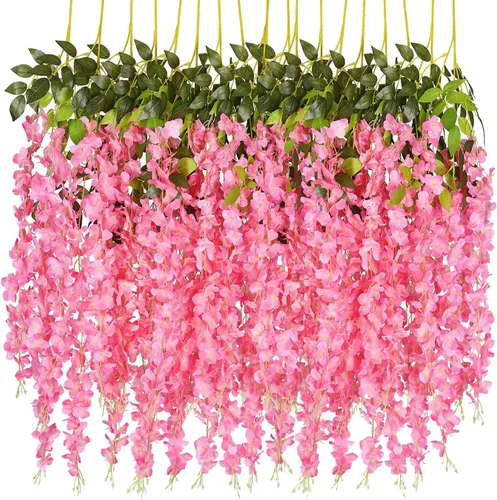 Vista 8 de Paquete de 40 guirnaldas de vides de flores de glicina, cuerdas de flores artificiales de 3.75 pies, flores colgantes falsas, flores de guirnalda