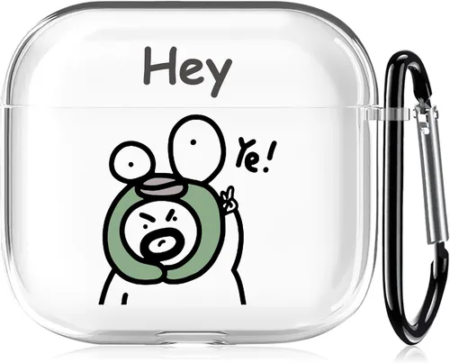 Vista 26 de Funda transparente para AirPods de 2ª generación de 1ª generación, diseño de gatito kawaii para mujeres, hombres y niños, funda de carga de TPU