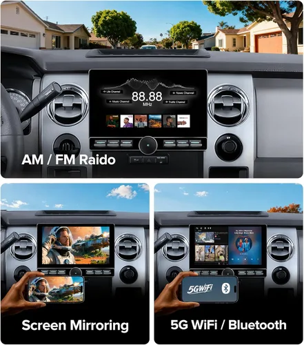 Vista 7 de para Ford F150 Radio de Coche 2009-2014 CarPlay inalámbrico Android Auto Interruptor de botón único QLED Pantalla táctil Estéreo de mejora