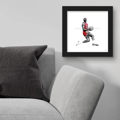 Vista 3 de Trends International Gallery Pops Michael Jordan - Póster de pared icónico de Jordania, 12 x 12 pulgadas, versión de marco negro
