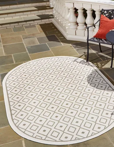 Vista 34 de Unique Loom Outdoor Trellis Collection - Alfombra de área Kafes (2 x 6 pies 1 pulgada, gris/marfil)