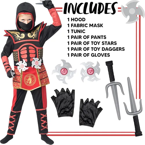 Vista 5 de Spooktacular Creations Disfraz de ninja escarlata para niño