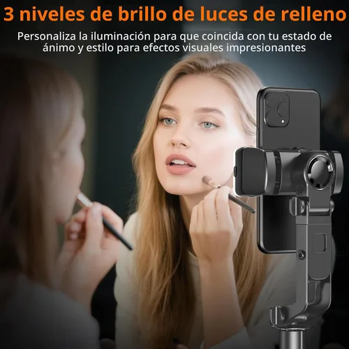 Vista 7 de Trípode con palo de selfie de 71 pulgadas para iPhone/Android, trípodes de seguimiento automático facial con luz, estabilizador gimbal fuerte