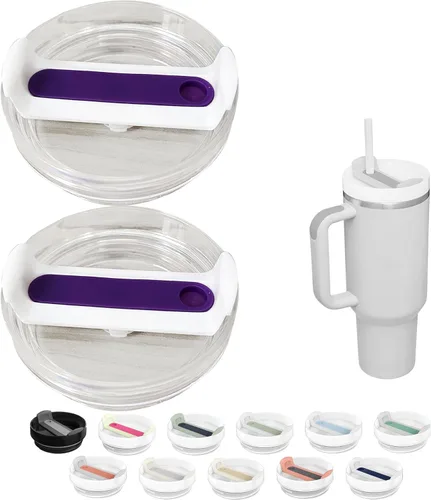 Vista 23 de Tapa de Vaso de 40 OZ Compatible con Stanley Quencher, Paquete de 2 Tapas de Vaso de Acero Inoxidable a Prueba de Derrames y Resistentes a