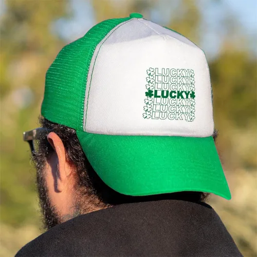 Vista 6 de St Patricks Day Party Hat Group 4 St Patricks Lucky Word Art Snapback Style Trucker Hat