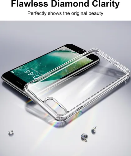 Vista 3 de HOOMIL Funda para iPhone 7 Plus/iPhone 8 Plus de 5.5 Pulgadas, sin amarillamiento, protección contra caídas, cubierta trasera dura transparente