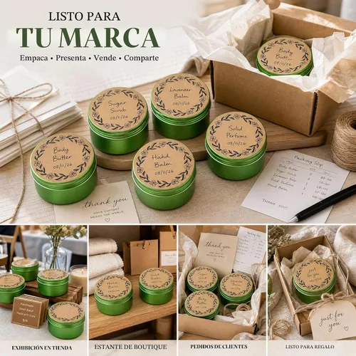 Vista 9 de Latas de aluminio con tapa de rosca verde de 4 oz (4.1 fl oz) con etiquetas