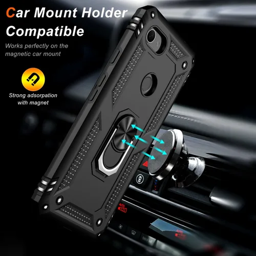 Vista 6 de LUMARKE para Google Pixel 3A XL - Funda con protector de pantalla, funda protectora grado militar probada contra caídas de 16 pies con soporte