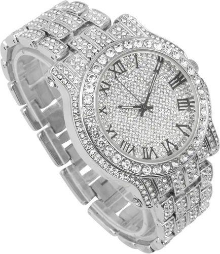 Vista 47 de Charles Raymond Bling-ed Out Ultimate Hip Hop Royalty Reloj para hombre con número romano de fácil lectura o indicadores de tiempo de diamantes