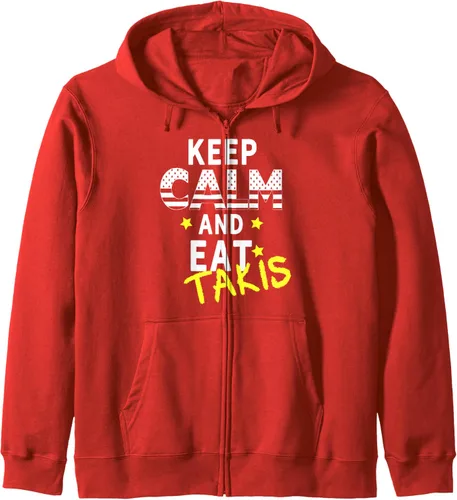 Vista 9 de Let's wear Keep Calm and iss Takis - Sudadera con capucha con cremallera, Negro