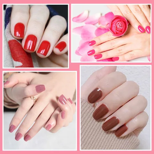 Vista 6 de 16 hojas de tiras de esmalte de uñas de color rojo a cuadros de color sólido para mujeres, calcomanías autoadhesivas de esmalte de uñas, tiras