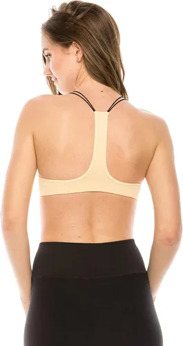 Vista 3 de Kurve Top corto con tirantes delgados y espalda en Y, tela de protección UV UPF 50+ (fabricado con amor en los Estados Unidos)