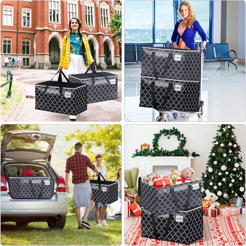 Vista 6 de Bolsas de mudanza extra grandes, bolsas de almacenamiento resistentes con cremallera superior y asas resistentes, suministros de mudanza