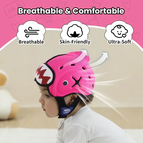 Vista 3 de Mambobaby - Casco protector de cabeza de bebé para gatear, caminar, casco de seguridad, acolchado extra grueso para la frente profunda, ultraligero