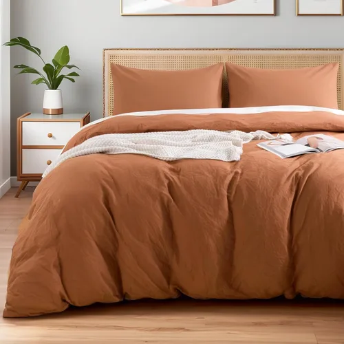 Vista 455 de NEXHOME PRO Funda de edredón Twin XL 100% algodón lavado, transpirable, duradera, texturizada, similar al lino, juego de ropa de cama para el hogar