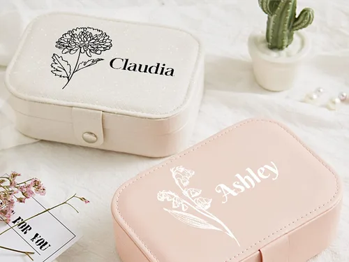 Vista 7 de Organizador de joyas de viaje personalizado, caja de joyería, soporte de anillo para joyas, accesorios de viaje para mujeres, organizador de joyas