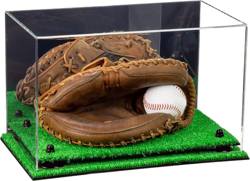 Vista 97 de Better Display Cases Vitrina de guantes de béisbol de acrílico transparente con elevadores negros (A011/V16)