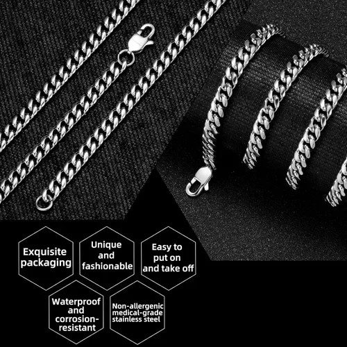 Vista 4 de MIMITLTY Miami Cuban Chain Necklace for MenBoys,316L Stainless Steel 46MM Width 18202224 Inch Length Fashion Lobster Clasp HipHop Jewelry