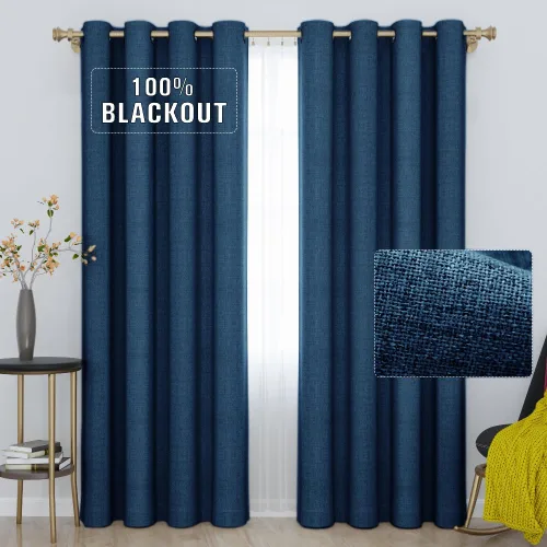 Vista 11 de Cortinas opacas con aspecto de lino de 84 pulgadas de largo, 100% absolutamente opacas, con aislamiento térmico, ahorro de energía, con textura, 2