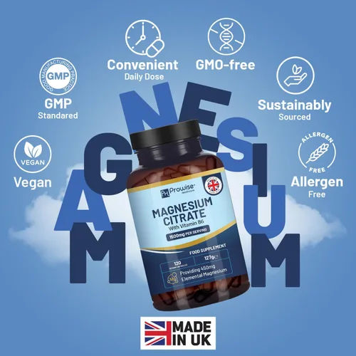 Vista 3 de Cápsulas de citrato de magnesio de 1500 mg con vitamina B6 120 cápsulas veganas 450 mg de magnesio elemental Cápsula sin tabletas Fabricado