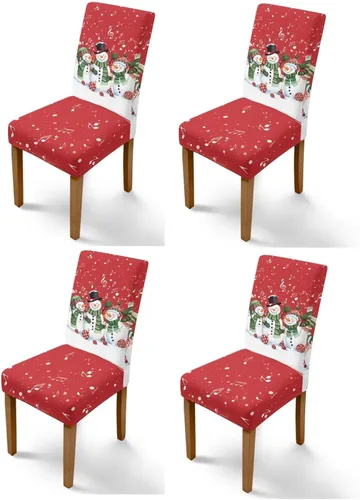 Vista 23 de Rnyleeg Fundas navideñas para sillas de comedor, fundas de asiento de comedor con estampado de campanas brillantes, juego de 1 funda suave y lavable