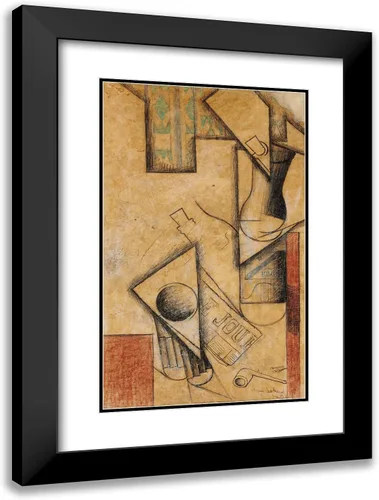 Vista 5 de ArtDirect Gris, Juan 18x24 Black Modern Framed Art Print Titled: Still Life of Newspaper