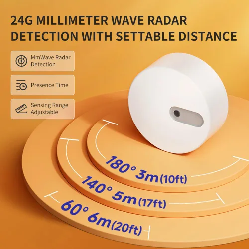 Vista 7 de Sensor de Presencia Humana ES1, Sensor de Movimiento Inteligente con Radar mmWave de 24G, Sensor de Ocupación Requiere Hub Zigbee Tuya
