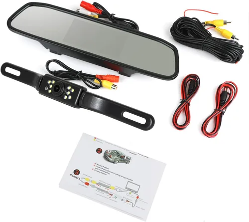Vista 7 de Kit de cámara de respaldo y monitor, monitor de espejo retrovisor de vehículo de 4.3 pulgadas para cámara de marcha atrás de automóvil, cámara