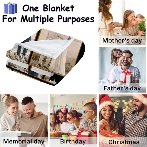 Vista 5 de Magimagine Mantas personalizadas con imágenes de texto para regalos de novio, manta de fotos personalizada para familiares y amigos para Navidad